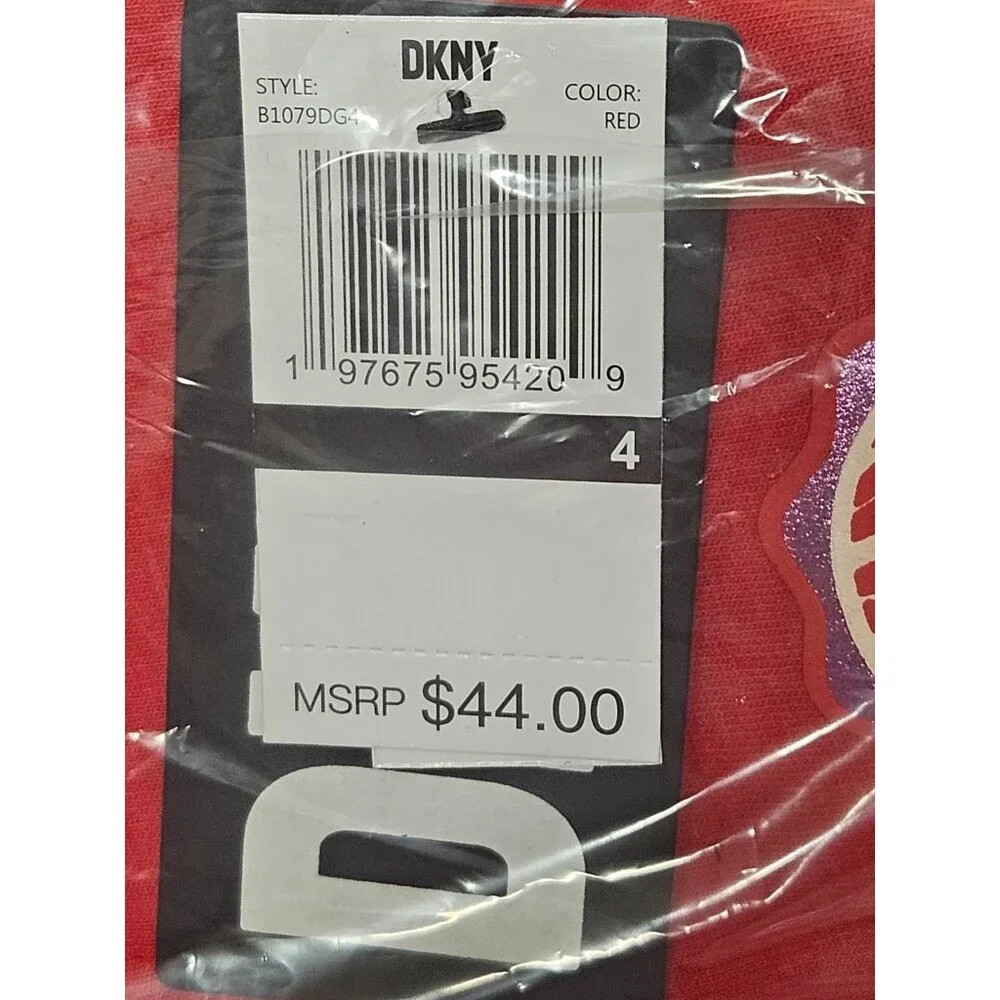 DKNY Girls Size 4, 2 Piece Outfit, Riot Red/Pink Real Love Jogger Set Track Suit